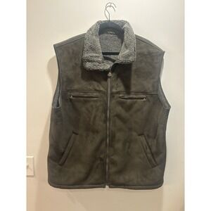 Rainforest Sherpa Lined Fleece Vest‎ Men's XXL Olive Green Full Zip Pockets